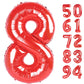 Red 8 Balloon, Number Balloon 40 Inch, Red Birthday Decorations, 8 18 28 38 80 Birthday Balloons, 8Th Red Party Supplies, Number