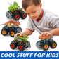 Oriate T-rex Dinosaur Toy Cars for Kids 3-8, Friction Powered Monster Truck with Mechanical Motor, Push n Go Car Stunt Play Part