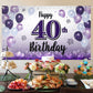LASKYER 40th Birthday Decorations - Purple Balloon Banner Backdrop, Cheers to Forty Years, Polyester, Model P-BH-40