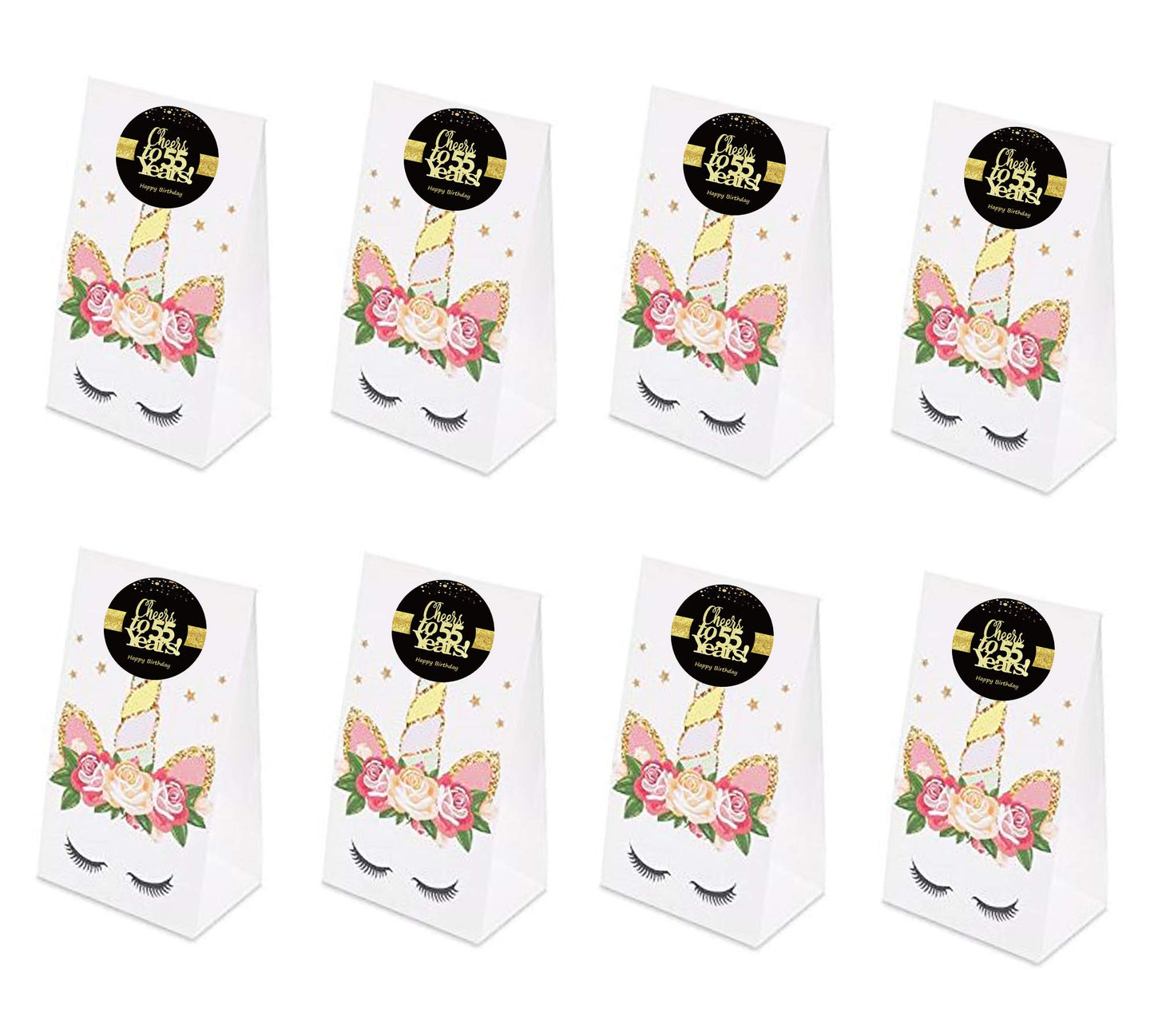 Sumerk 48 Pcs Cheers To 55 Stickers Large Bottle Stickers 55Th Birthday Stickers Card Seals 2 Inches Round Happy Birthday Party