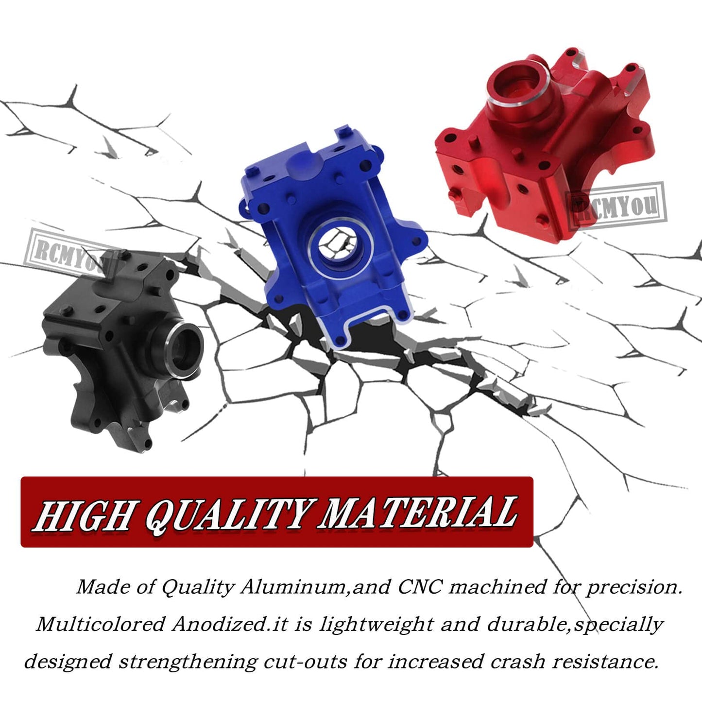 RCMYou Aluminum Gear Box Upgrades Part for 1/8 Sledge 4WD,Front Rear Universal Gear Box Housing, RC Alloy Gearbox Hops up for Sl