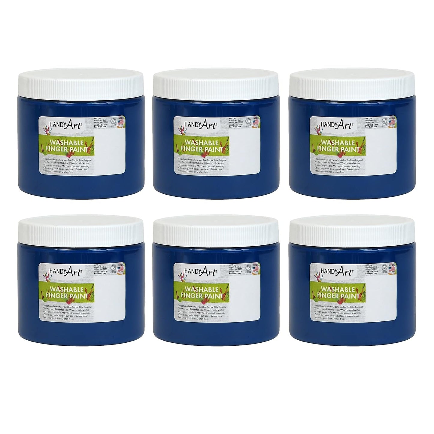 Washable Finger Paint, Blue, 16 oz., Pack of 6