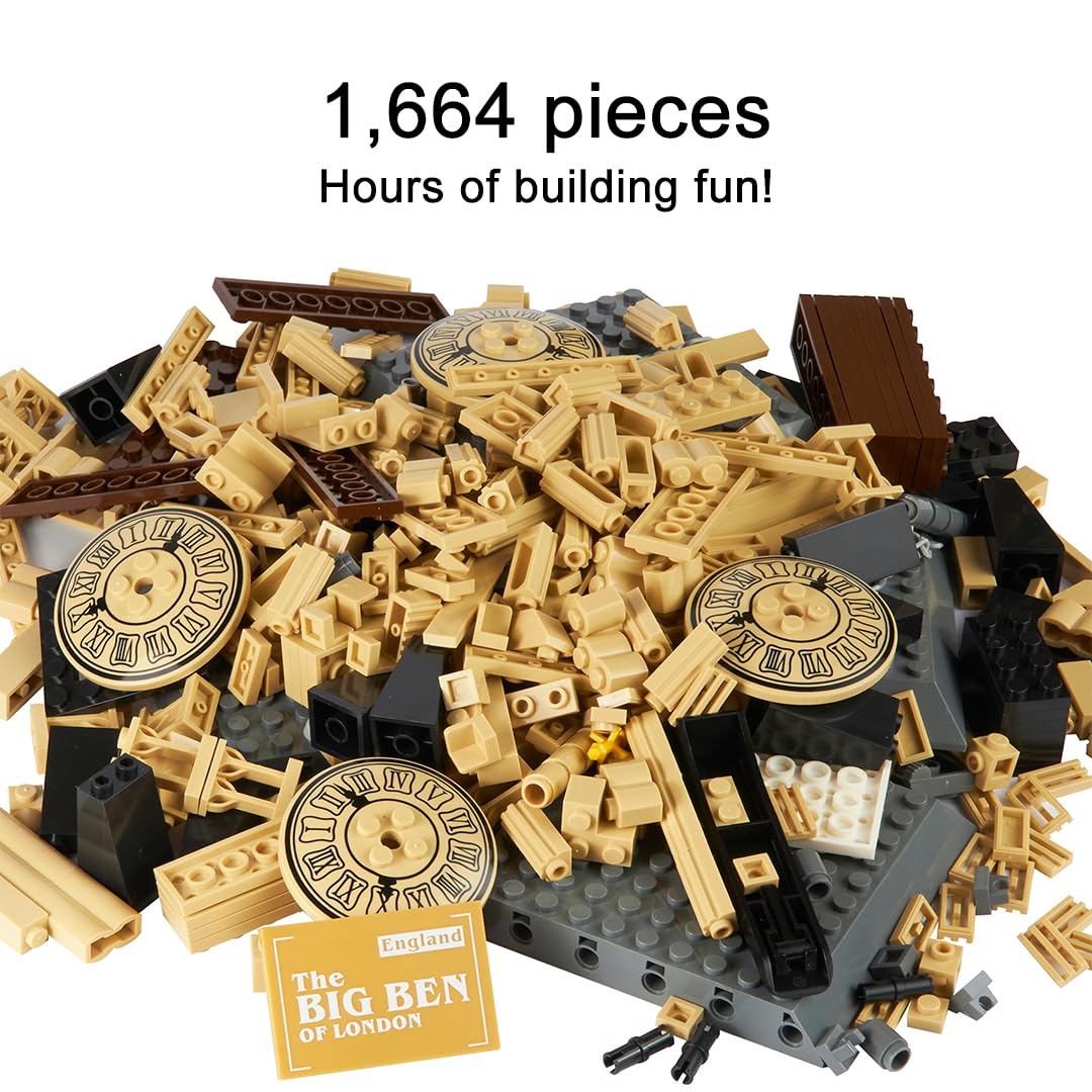 Apostrophe Games Big Ben Building Block Set - 1,666 Pieces, Plastic, Multicolor - Architecture Model for Kids and Adults