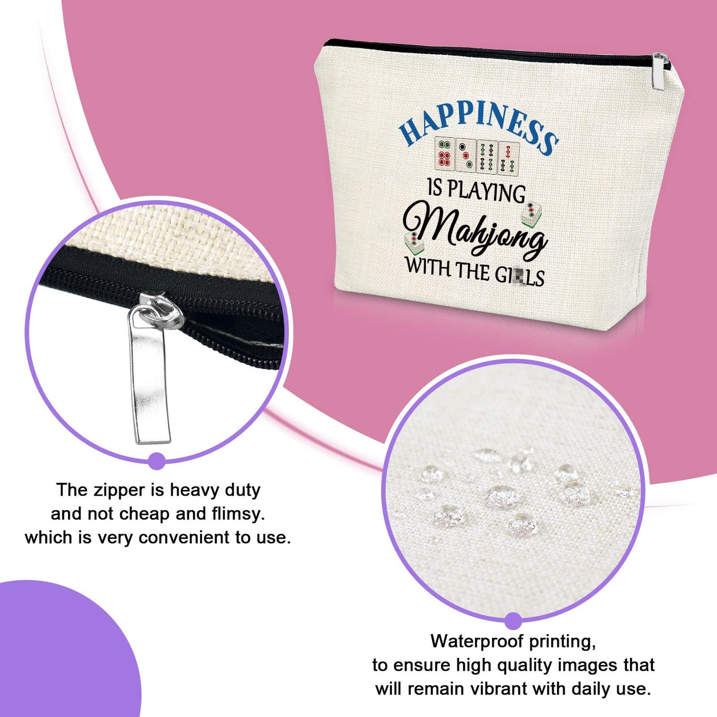 Mahjong Gift Makeup Bag Gifts For Mahjong Players Mahjong Themed Gifts For Women Sister Cosmetic Bag Gifts For Mahjong Lovers Re