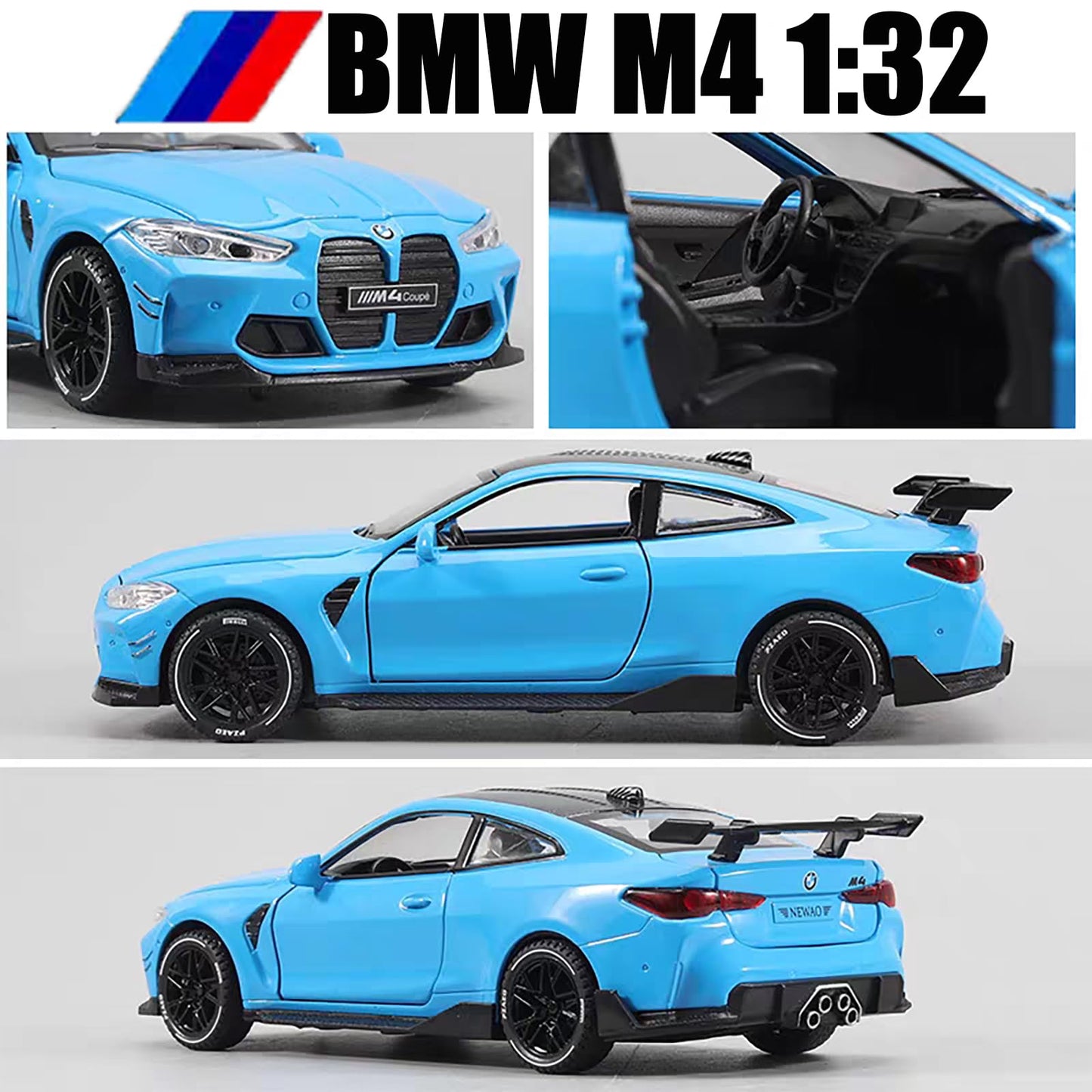 Erbadihago Toy Cars Compatible For Bmw M4(M Performance Parts) 1/32 Metal Model Car Pull Back Car Toys With Light And Sound Toys