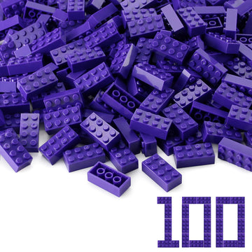Feleph 100Pcs 2X4 Bricks Dark Purple Pieces Parts Classic Building Kit Creative Play Set Basic Blocks Toy Accessories Compatible With 3001 Major Brands