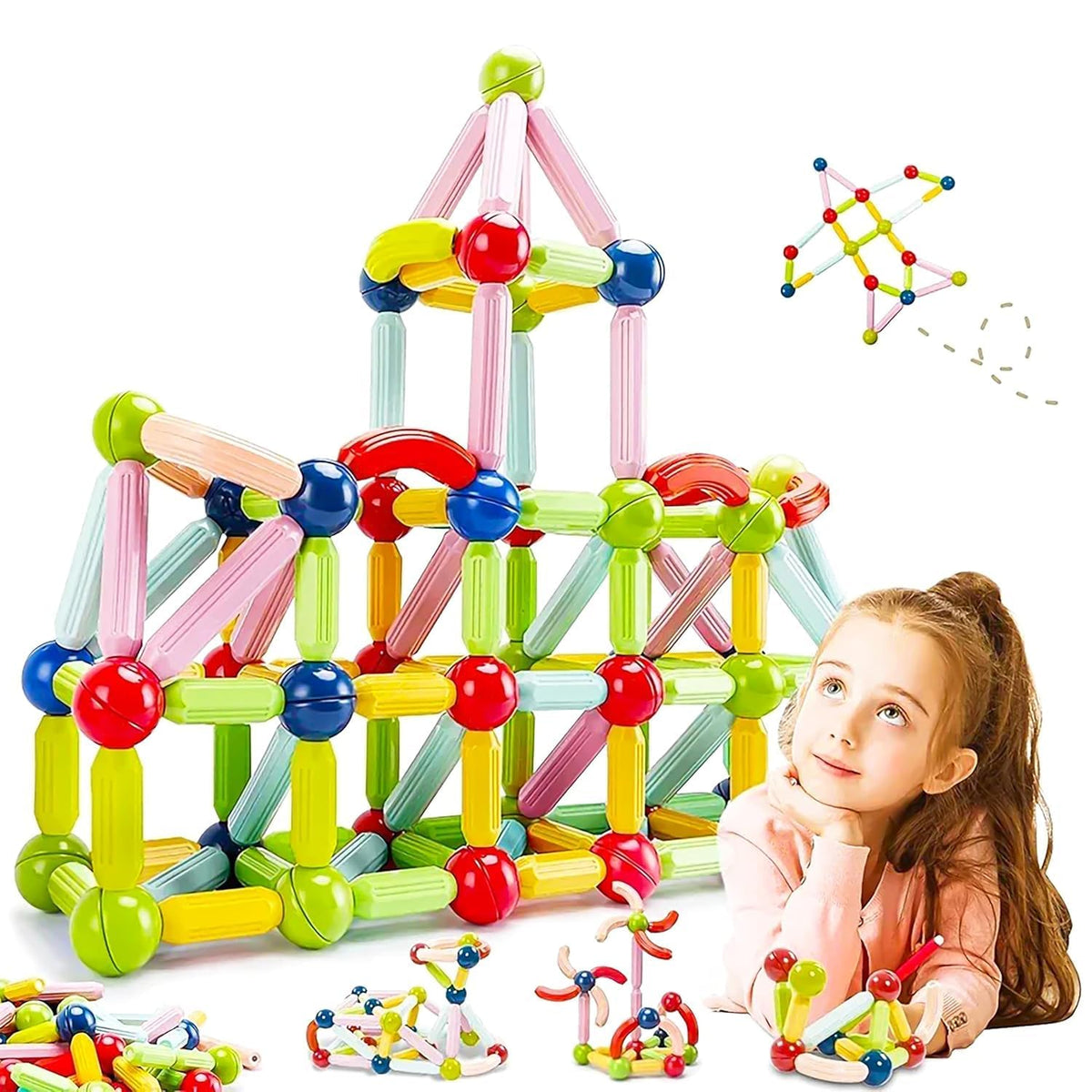 25Piece Magnetic Building Blocks Set Stem Educational Toy With Colorful Rods & Balls, Creative Construction Kit For Kids Age 3
