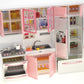 PowerTRC Doll Kitchen Play Set, Mini Modern Toy Pink Kitchen Pretend Play Furnitures Toy Set Accessories Set with Realistic Ligh