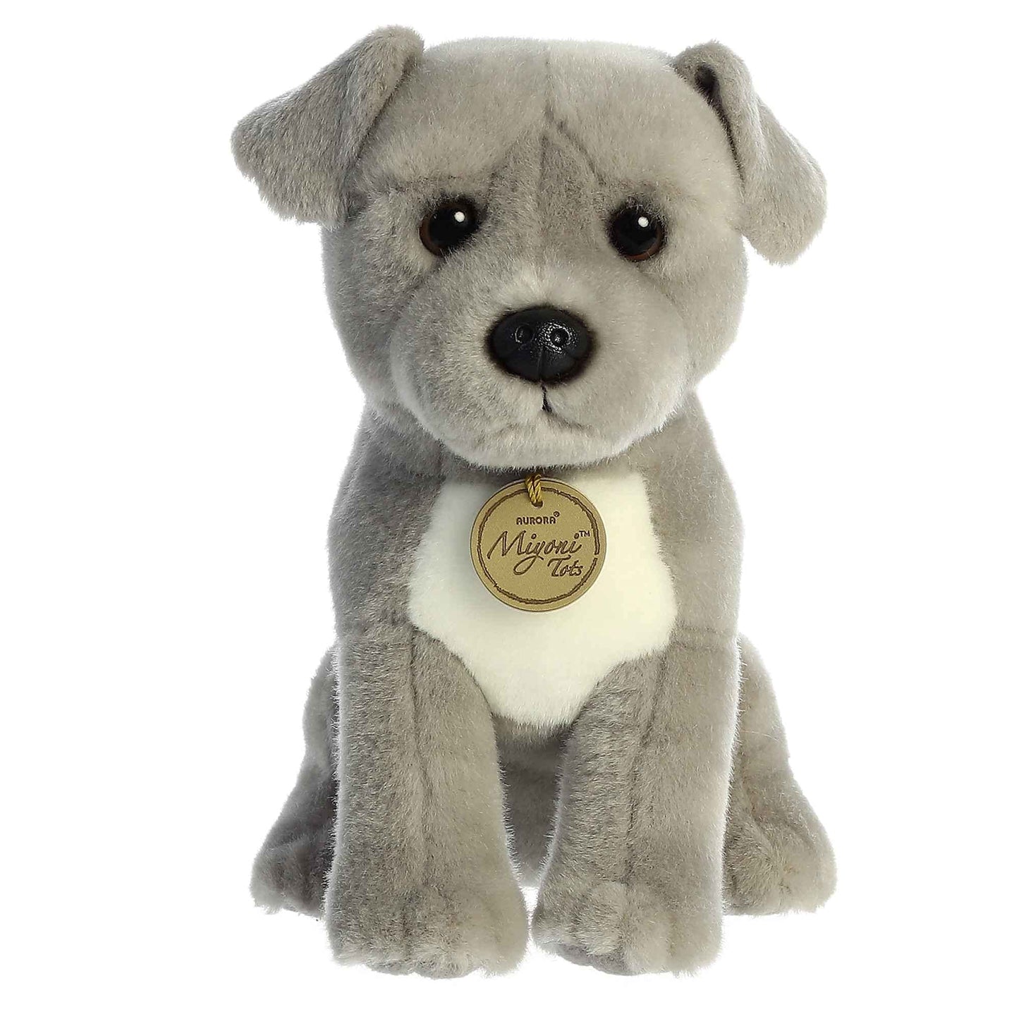 Aurora® Miyoni® Tots Pit Bull Puppy Stuffed Animal - 9" Gray, Lifelike Detail, Polyester