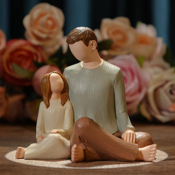 Hensonever Father And Daughter Figurines, Dad Daughter Statues, Sculpted Hand-Painted Figures Gifts For Father’S Day Anniversary Birthday