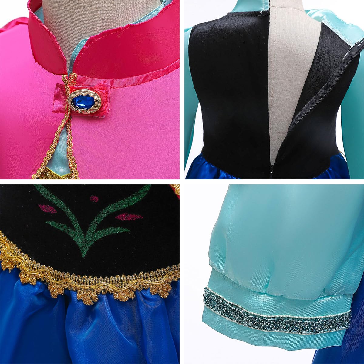 Itvti Princess Anna Costume For Girls Halloween Carnival Fancy Dress For Cosplay, Blue, 7-8 Years(Tag 150)