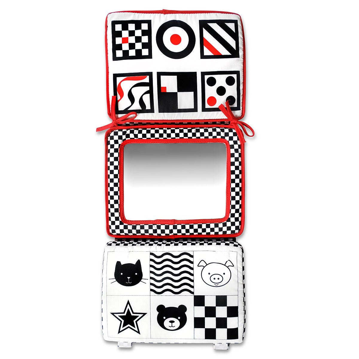 Genius Baby Toys Tummy Time Mirror For Babies 0-6 Months - Double-Sided With High Contrast Images - Baby Floor Mirror Can Be Use