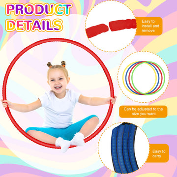Sratte 8 Pcs Color Hoop Detachable Adjustable Hoop Exercise Ring Plastic Toys for Teens Games Gymnastics Dog Agility Equipment P