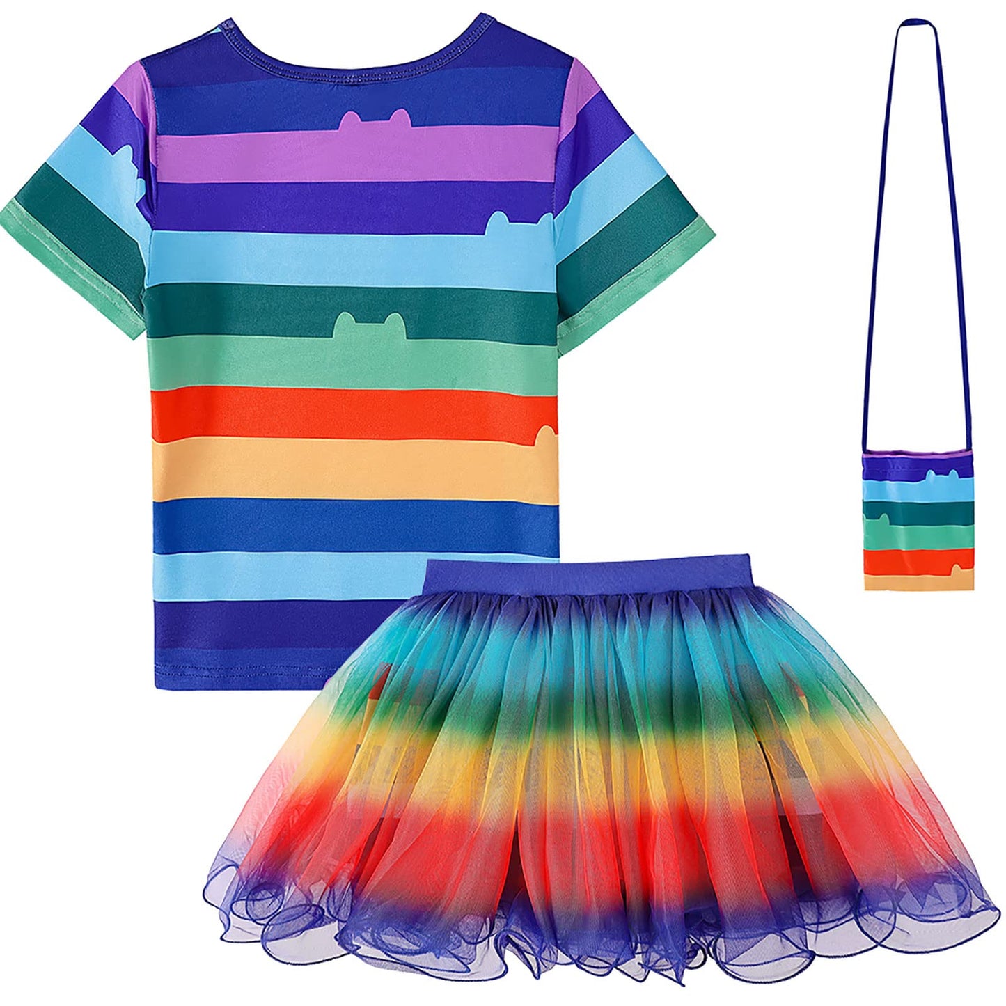 Adreit Rainbow Tutu Dress For Girls, Birthday Girl Outfit Set Costumes With Headband And Bag Christmas Birthday Party