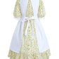 Nuoqi Colonial Costume Girls, Yellow Prairie Dress Girls Pioneer Dress Costume With Apron 4-5