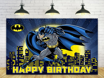 Hero Backdrop for Birthday Party Decorations Blue Man Background for Baby Shower Party Cake Table Decorations Supplies Superhero