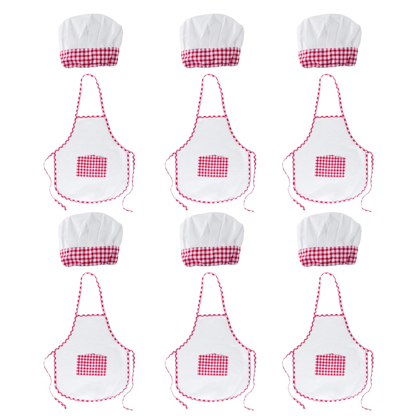 Super Z Outlet 12pc Set Complete Kids Cooking and Baking Apron With Pocket and Chef Hat Dress Up Set, Red Chef Costume for Caree