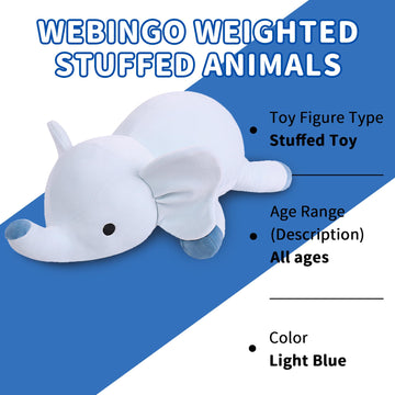 Webingo Weighted Stuffed Animals, 24'' Weighted Elephant Plush Toy 4.2 Lb Soft Pillow Cute Giant Plushie Gifts For Kids & Adults
