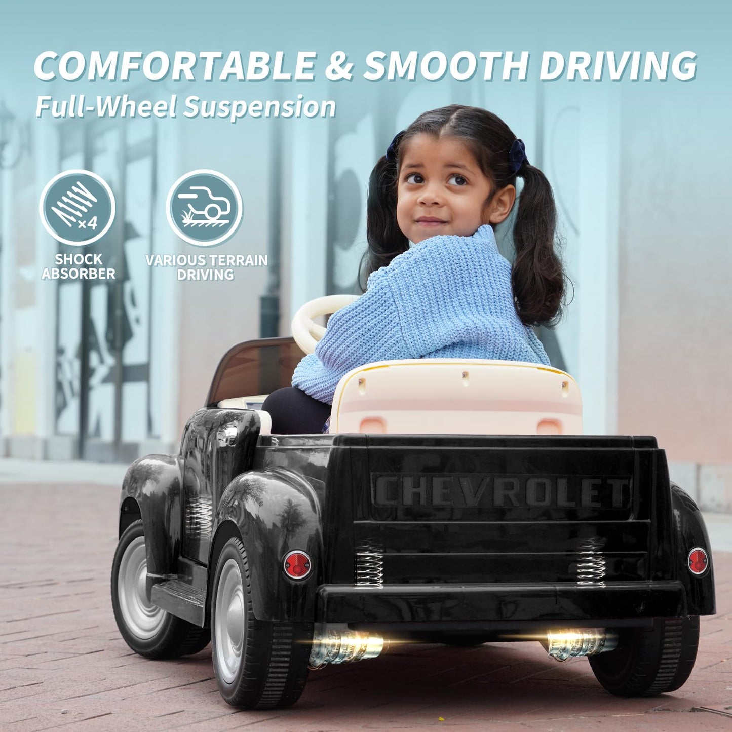 Joywhale 12V Kids Ride On Car Licensed Chevrolet 3100 Pickup Battery Powered Motorized Electric Car, With 7Ah Big Battery, 2.4G