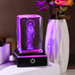 Movdyka Virgin Mary Night Light - 3D Laser Engraved Crystal Cube, 50mm x 50mm x 80mm, Color-Changing LED Base, Model 558