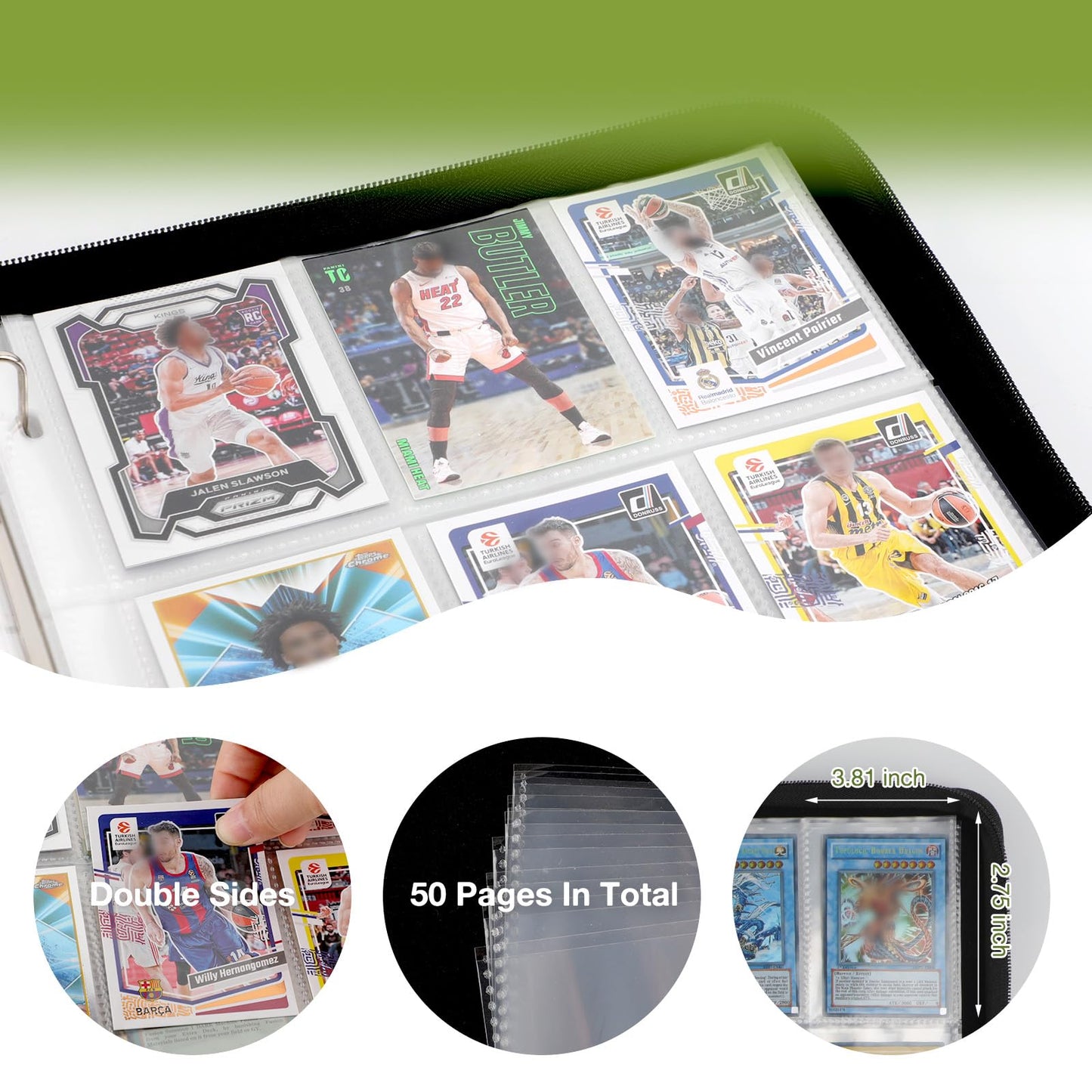 Portable 9-Pocket Pages Trading Card Binder with D-Ring Design - Holds 540+ Cards - Includes 30 Pages + 20 Bonus Refill Sheets - Black PU Leather