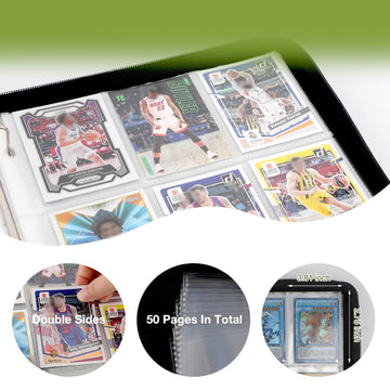 Portable 9-Pocket Pages Trading Card Binder with D-Ring Design - Holds 540+ Cards - Includes 30 Pages + 20 Bonus Refill Sheets - Black PU Leather