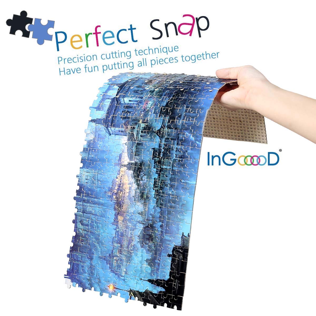 InGooooD- Tranquil Series- Castle in The Night- Basswood Jigsaw Puzzles 1000 Pieces for mature-themed