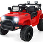 Olakids Kids Ride On Truck, 12V Electric Vehicle Jeep Car With Remote Control, Toddlers Battery Powered Toy With 2 Speeds, Spring Suspension, Double Open Doors, Led Lights, Music, Tf,Usb, Mp3 (Garnet)