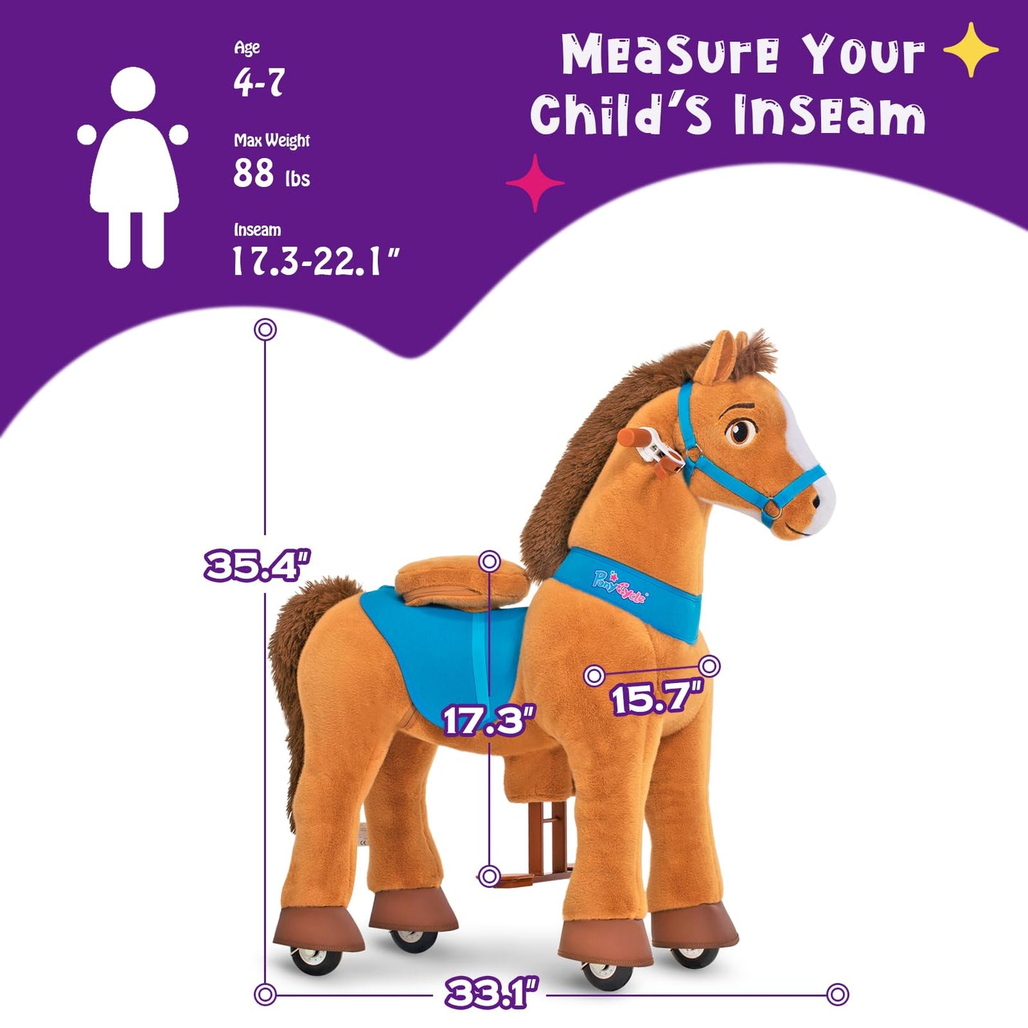 Pony Cycle Riding Toy Ride On Toys Horse Rocking Horse, Size 4 For Age 4-7, Pony Rider Spirit Horse Toys No Battery Or Electrici