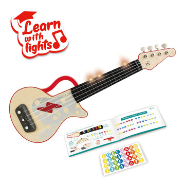 Hape Learn With Lights Electronic Ukulele Red | Leaning And Band Mode | Musical Instrument