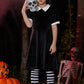 Girls Halloween Velvet Short Sleeve Peter Pan Collar A-Line Black Party Dresses 11-12 Years