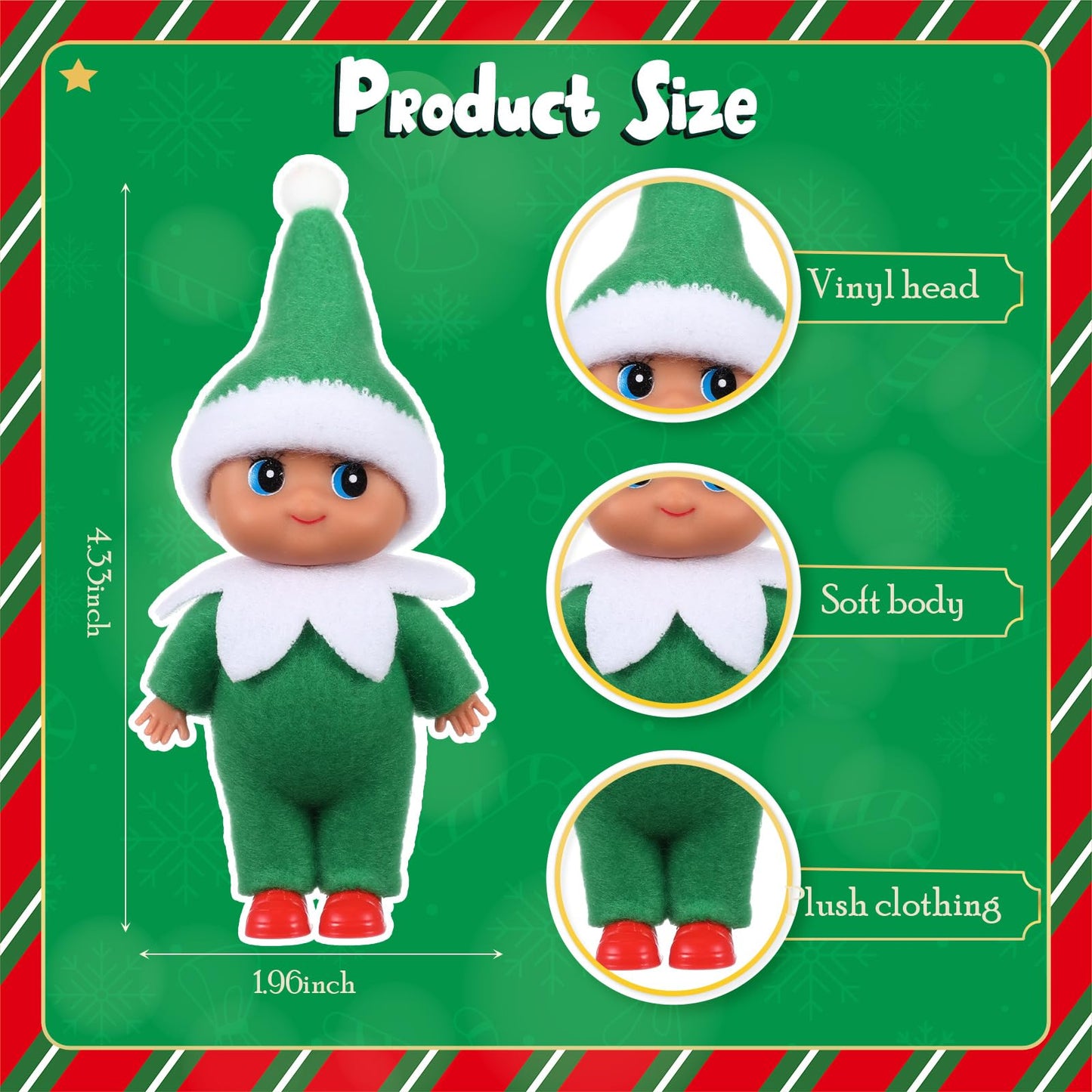 Gemscream 4 Pcs Christmas Tiny Elf Miniature in Dark Skin with Dress  Christmas Decoration Party Accessories Holiday Tiny Gift Xmas Stocking Stuffers for mature-themed(Cute Brown Skin)