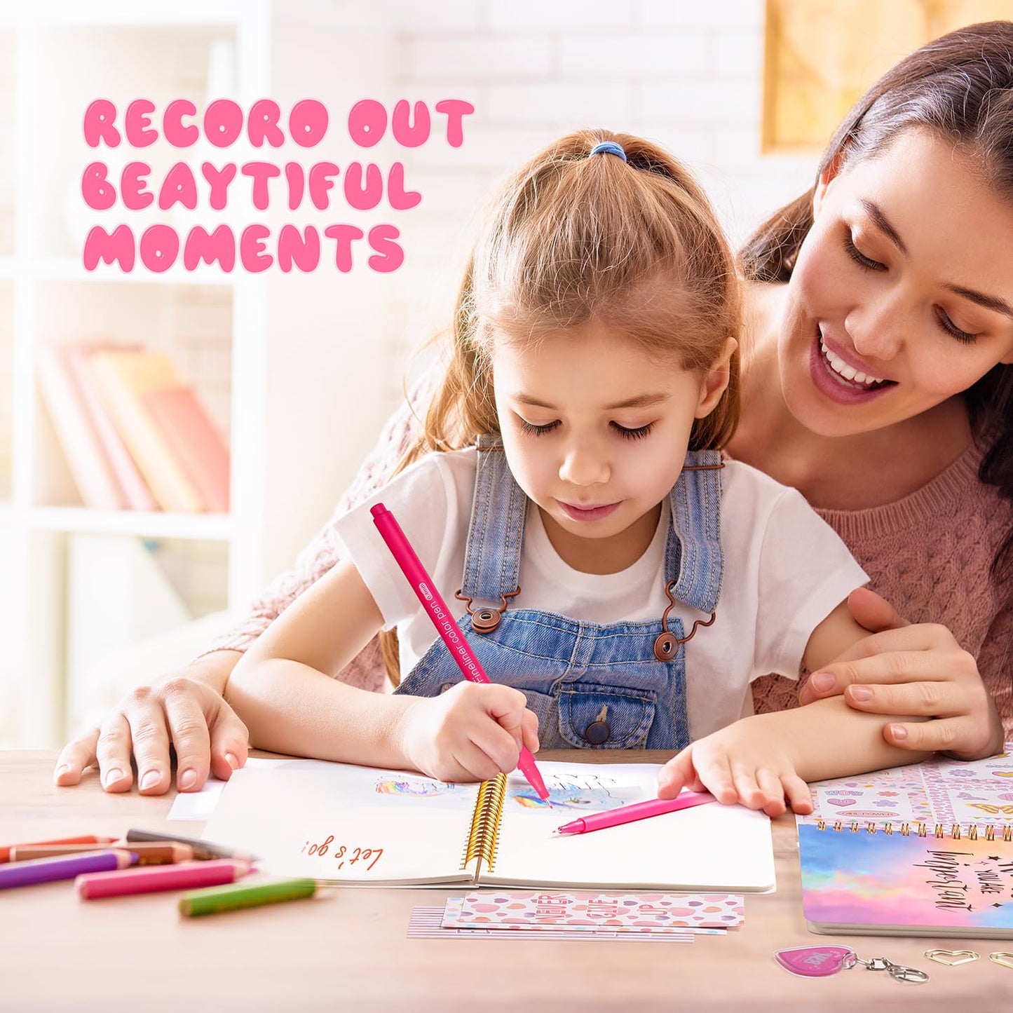 R Ruckerco Girls Diy Diary 54 Pcs Girls Diary Set,Toys For Ages 8-13,Diy Stationery Set, Thin Stickers And Little Girls Daily Su
