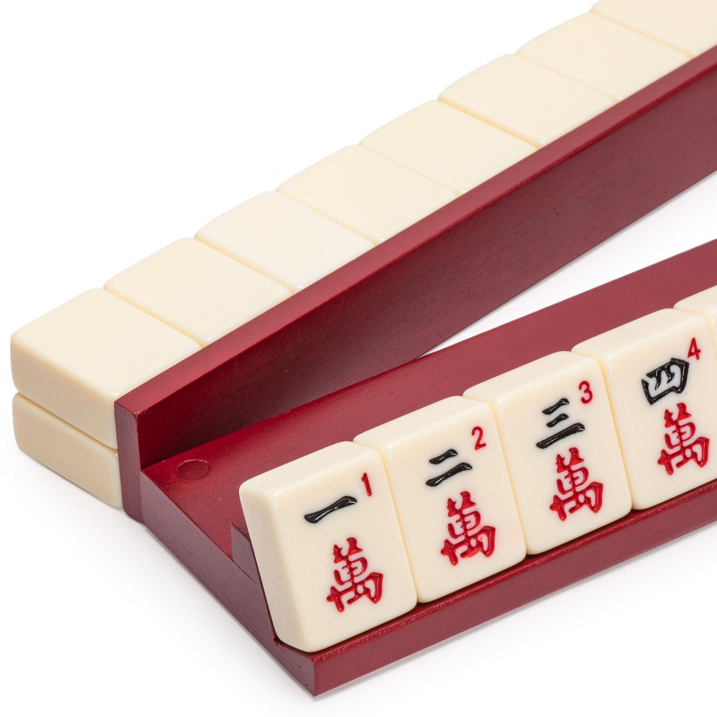Yellow Mountain Imports Dark Camphor Wooden Mahjong Game Racks With Pushers, 18 Inches - Set Of 4 (Includes Magnetically Attached Mahjong Pushers)