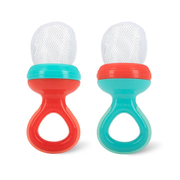 Nuby Nibbler Mesh First Soft Foods Feeder, 2Pk, Coral & Aqua