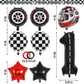 Race Car 1 Balloons, 40 Inch Racetrack Number 1 Balloon, Large Foil Mylar Racetrack Black 1 Balloon For 1St First Birthday Race