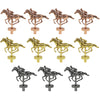 Grhonior 11 Metal Horses For Horse Racing Board Game 3 Colors Small Metal Horses Set With Small Cylindrical Foot (Gold 4+Rose Go