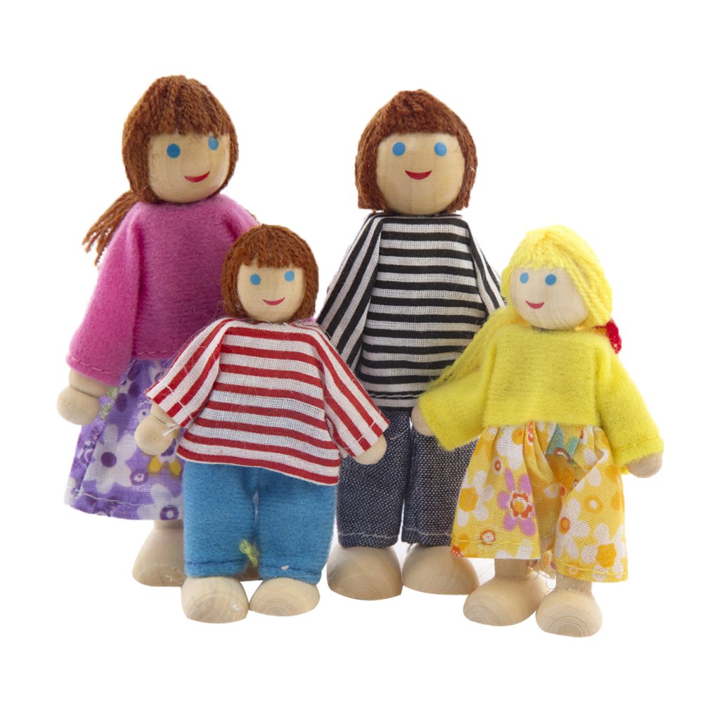 Kunhe Dollhouse Dolls Set with 4 Happy Family Dolls for Dollhouse