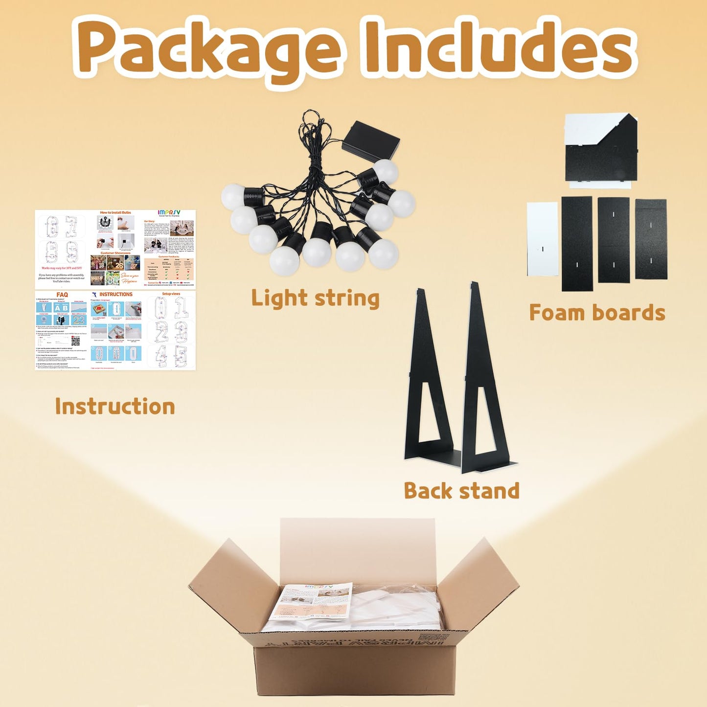 Imprsv Marquee Numbers Black Birthday Decorations: Large 4 Feet Tall Light Up Numbers 19Th 29Th 90Th Party Decor Big Mosaic Card