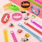 HTZNHXT 20 Pcs Silicone Charm Bracelets, 8 Inch Bracelets Bulk Band for Kids, Silicone Wristbands Adjustable Rubber Bracelets Ho