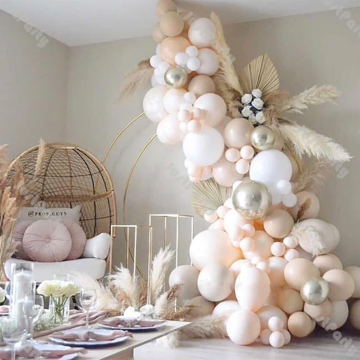 Sand White And Gold Confetti Balloons, 12 Inch Metallic Gold Beige Latex Balloons Apricot Gold Party Deocration Balloons For Boh