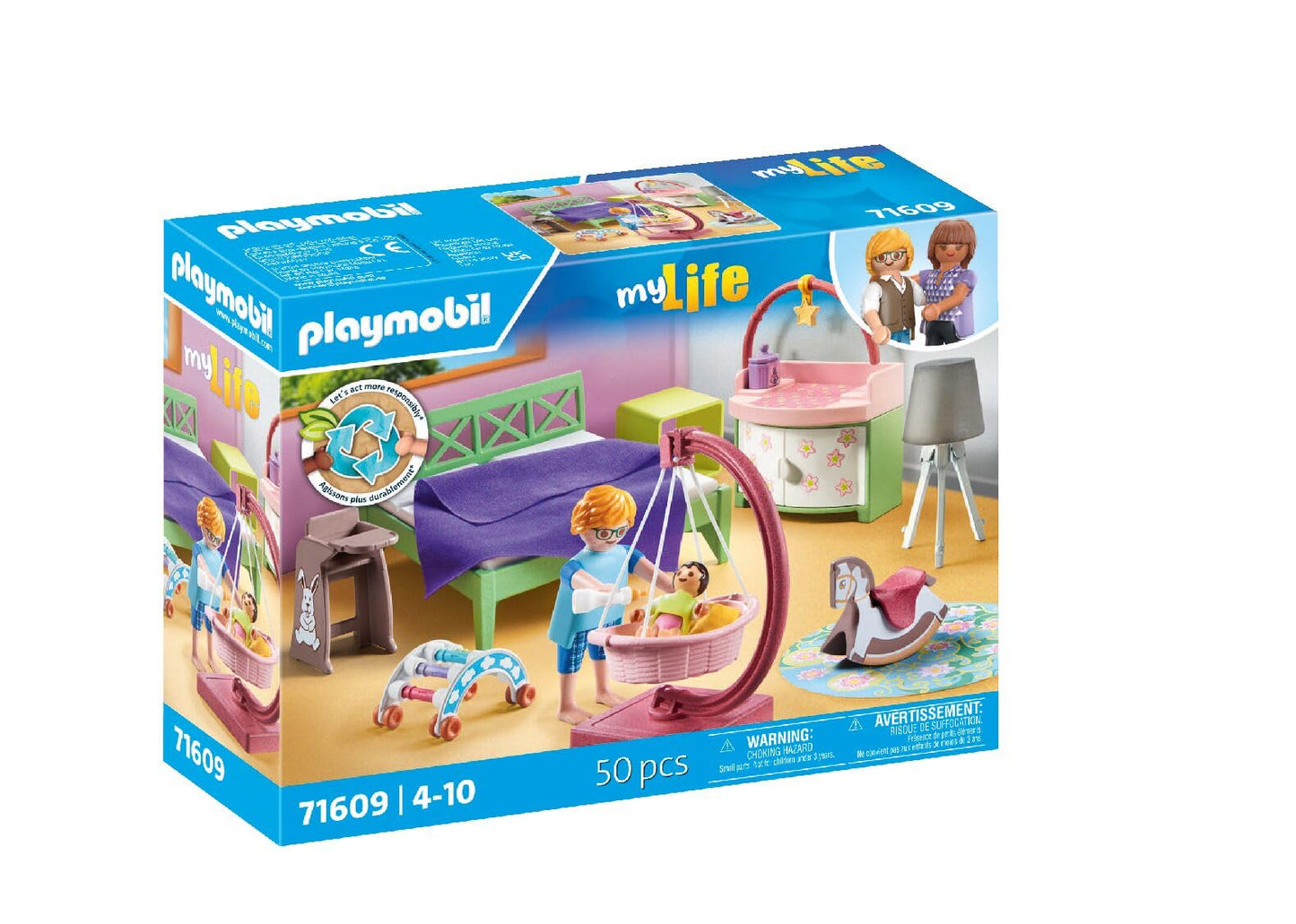 Playmobil Mylife 71609 Bedroom And Two Playmobil Figures, Made From Over 80% Recycled And Biobased Materials, Detailed Toy For C