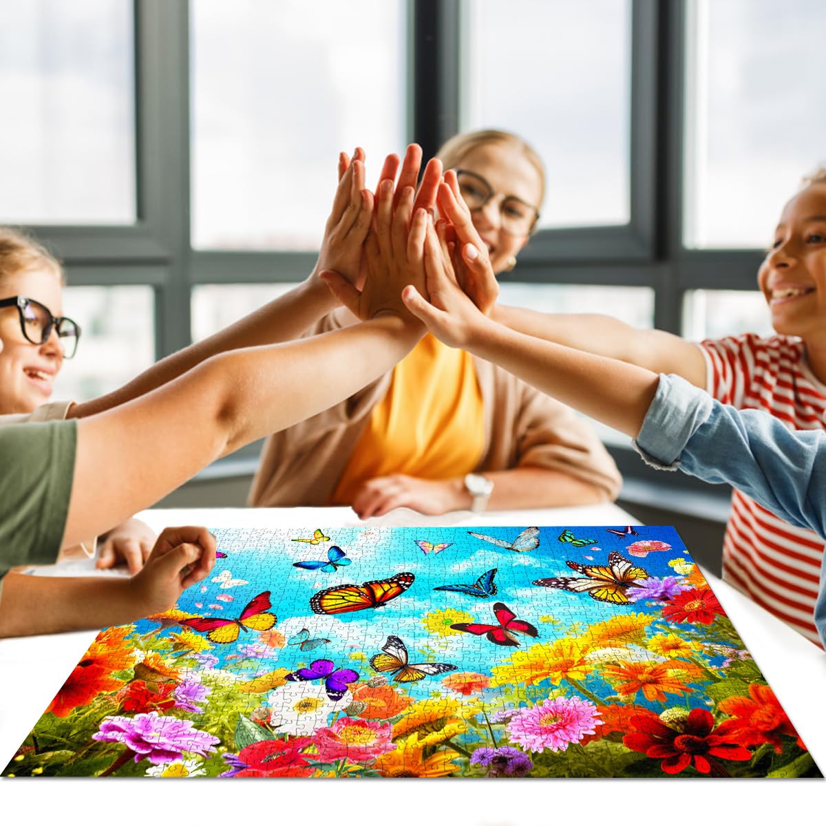 Jigsaw Puzzles for mature-themeds 1000 Piece Puzzle for mature-themeds 1000 Pieces Puzzle 1000 Pieces-Colorful Butterfly and Flowers