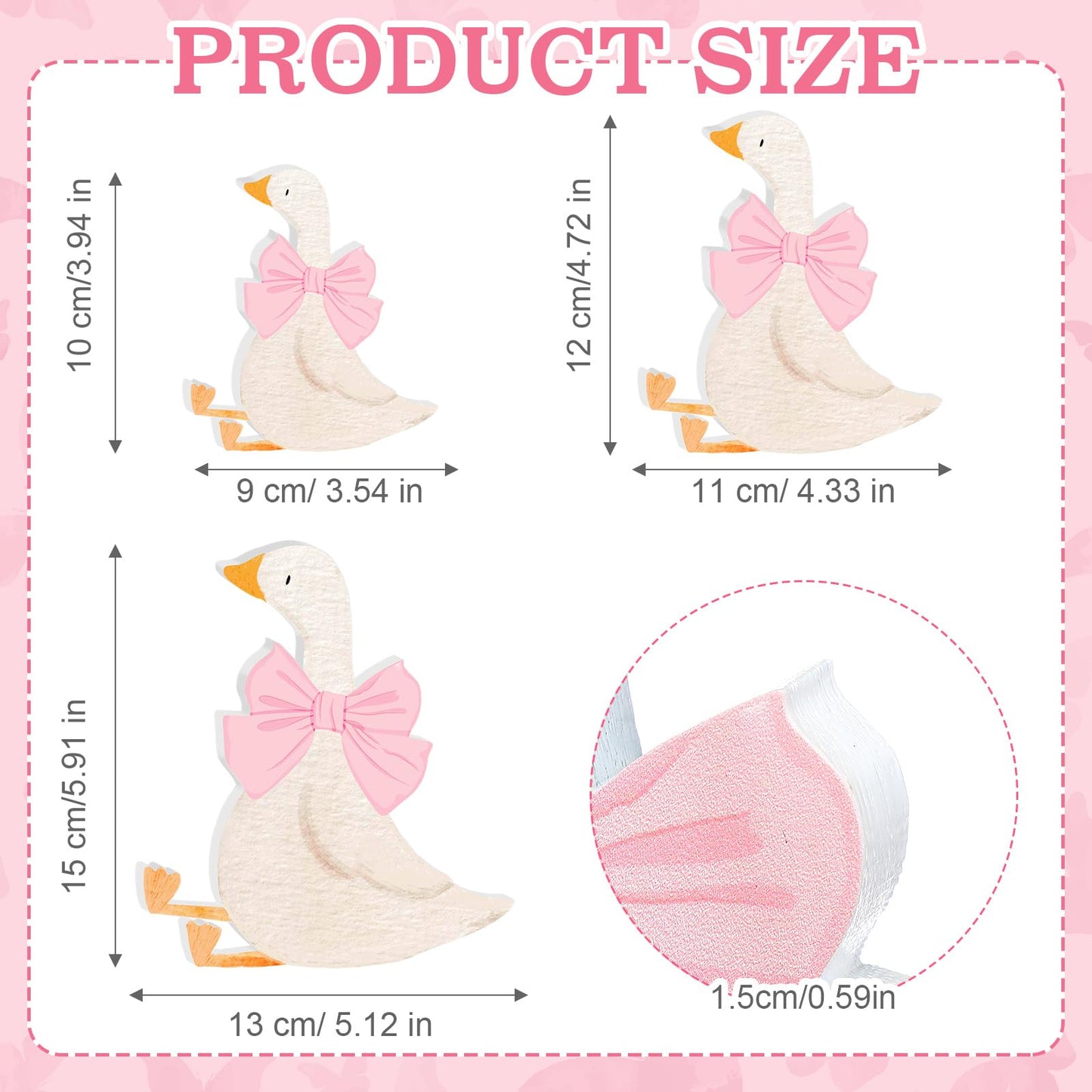 Lineshading 3 Pcs Silly Goose Birthday Party Decoration Pink Bow Wooden Silly Goose Baby Shower Decor Funny Table Centerpiece Gi