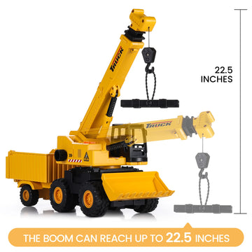 SASBSC Construction Crane Toys for 3-8 Year Old Boys 3 in 1 Toy Trucks with Sounds Friction Power Transport Dump Truck Bulldozer