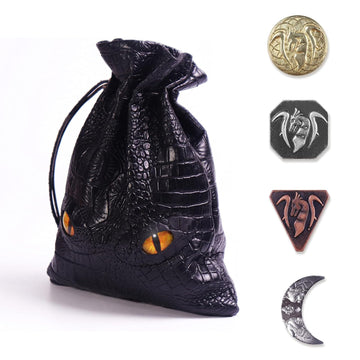 Byhoo 145 Pcs Metal Dnd Coins & Leather Bag, Contains 60 Gold Coins, 40 Sliver Coins, 40 Copper Coins And 5 Platinum Coins, Toke