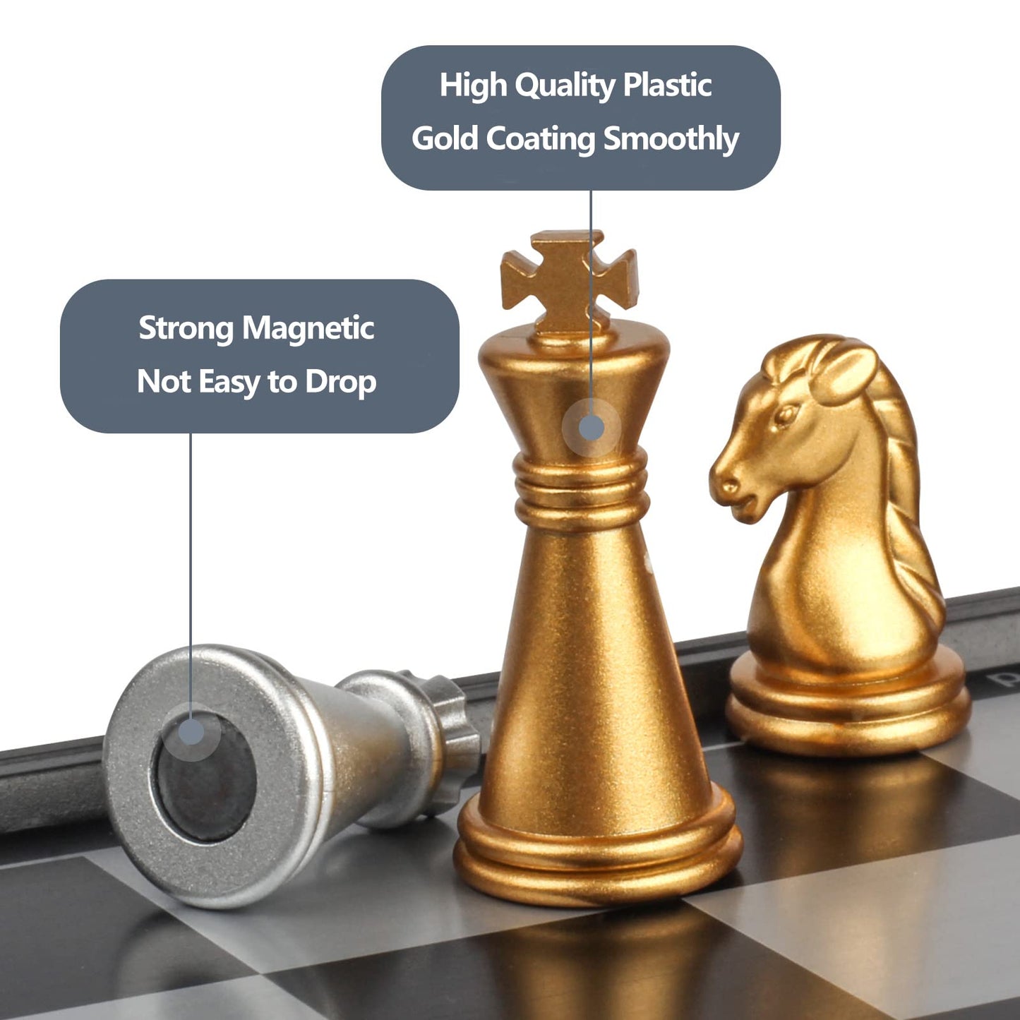 Mini Travel Chess Set Magnetic Vikutu 7.5 Inches Portable Small Folding Chess Board (Small)