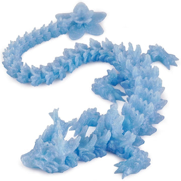 3D Printed Cherry Blossom Crystal Dragon, Articulated Movable Model - 12 Inch Decorative Fantasy Dragon for Display, Collection,