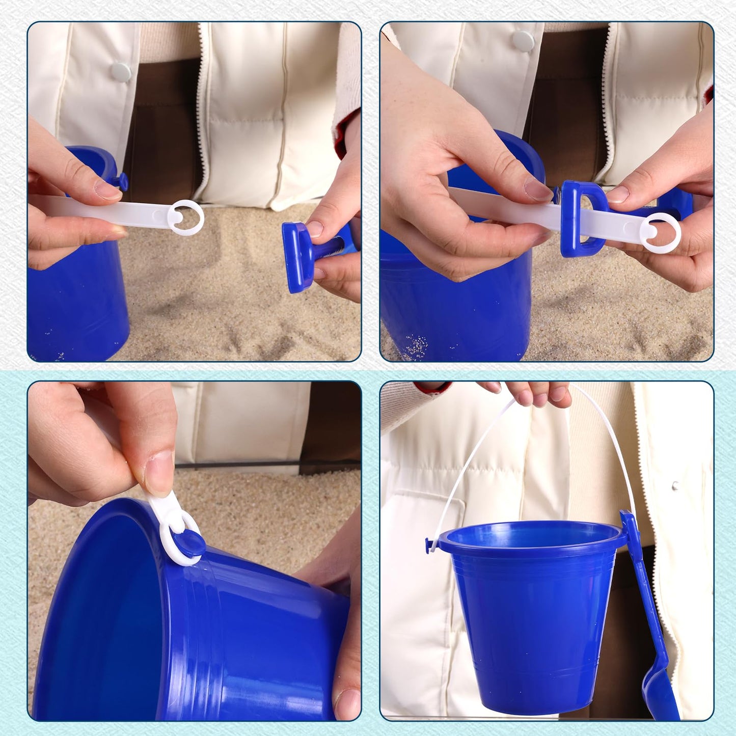 Shindel 28PCS Beach Buckets, Colorful Sand Buckets with Shovels Multi Purpose for Beach, Fun Summer Activities, and Beach Essent