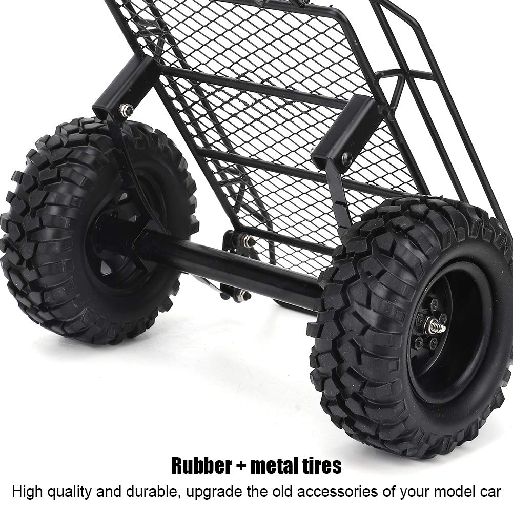 RiToEasysports RC Car Trailer, Metal RC Bucket Trailer Simulation Trailing Car for TRX4 D90 SCX10 CC01 1/10 DIY Parts 1/10 Rc Tr